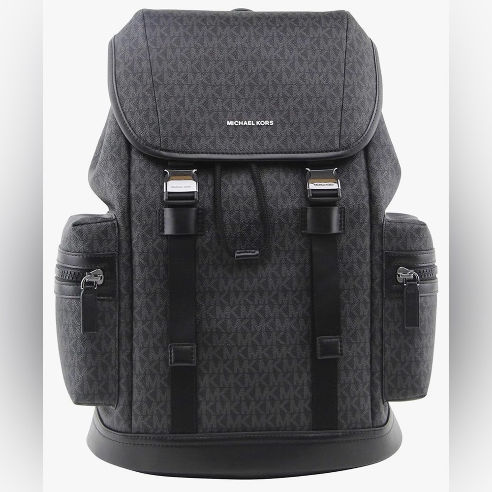 Michael Kors, Men's Signature Cooper Backpack, Black, Travel Bag, Sleek